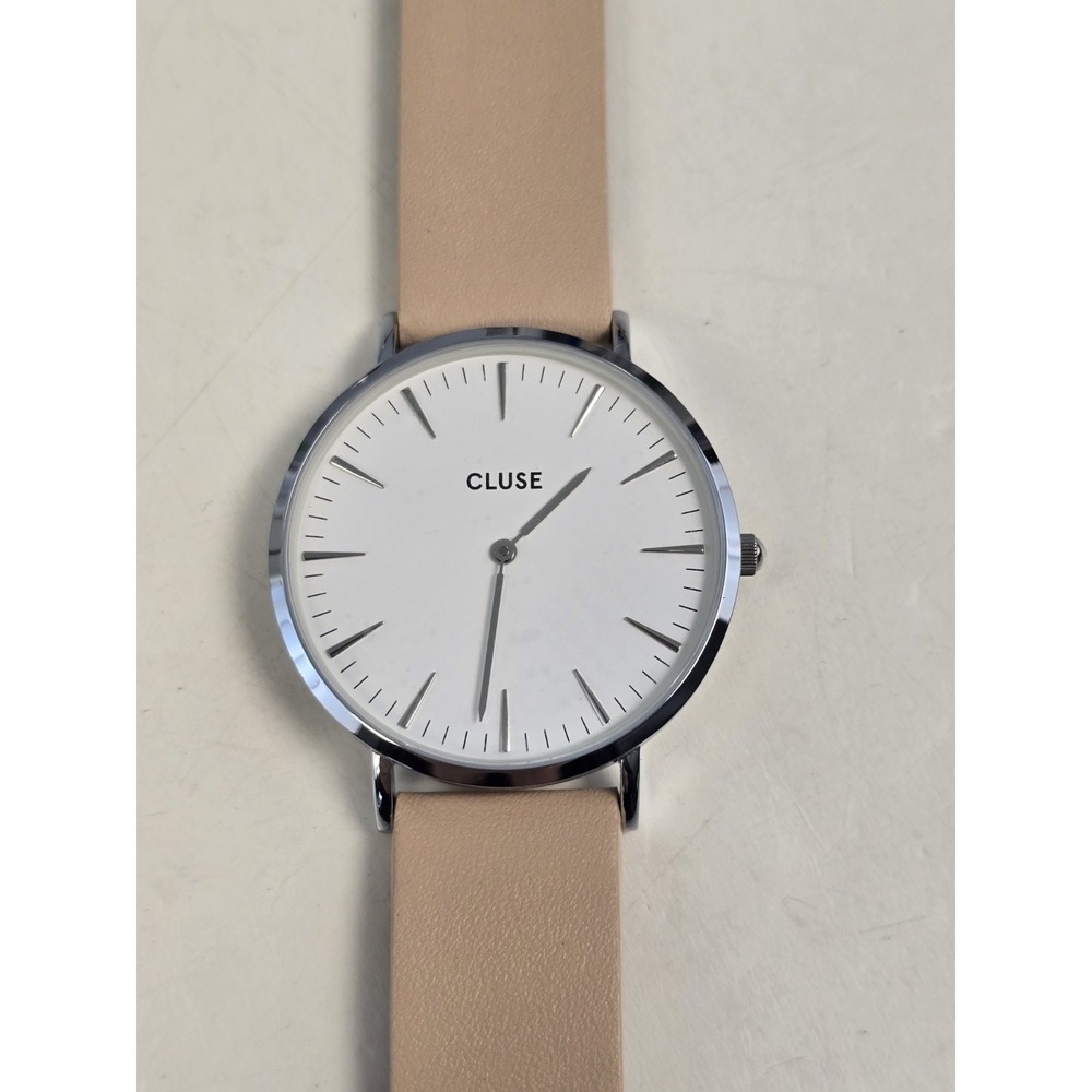 Cluse La Boheme 38mm Women's Watch Silver‎ Stainless Nude Leather CL18231 NEW